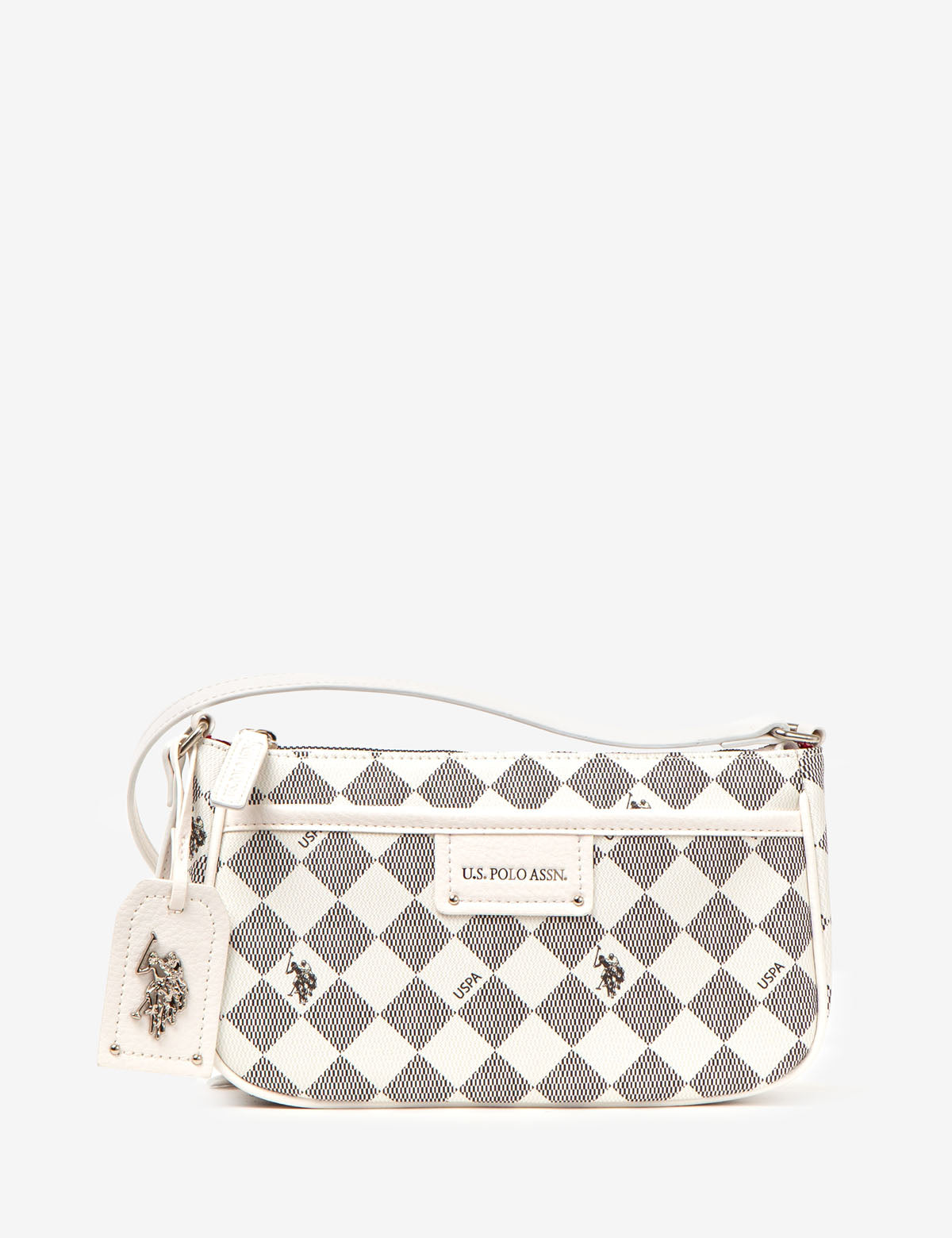 Crossbody Baguette Bag with Diamond Signature | Stylish & Compact