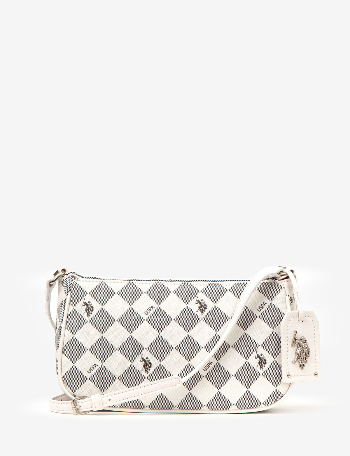 Crossbody Baguette Bag with Diamond Signature | Stylish & Compact