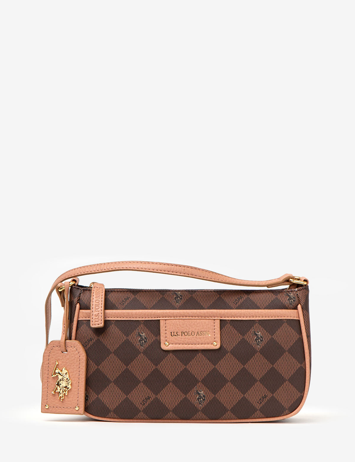 Crossbody Baguette Bag with Diamond Signature | Stylish & Compact