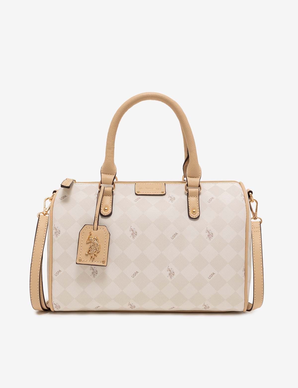 PU Leather Satchel Bag with Crossbody Strap | Diamond Signature Swifty