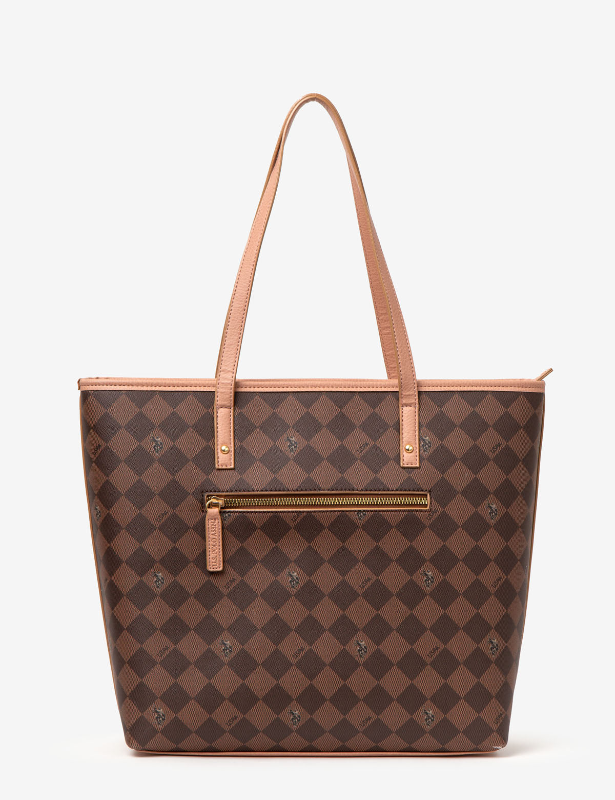 PU Leather Tote Bag with Diamond Pattern & Zip Closure | USPA Signature