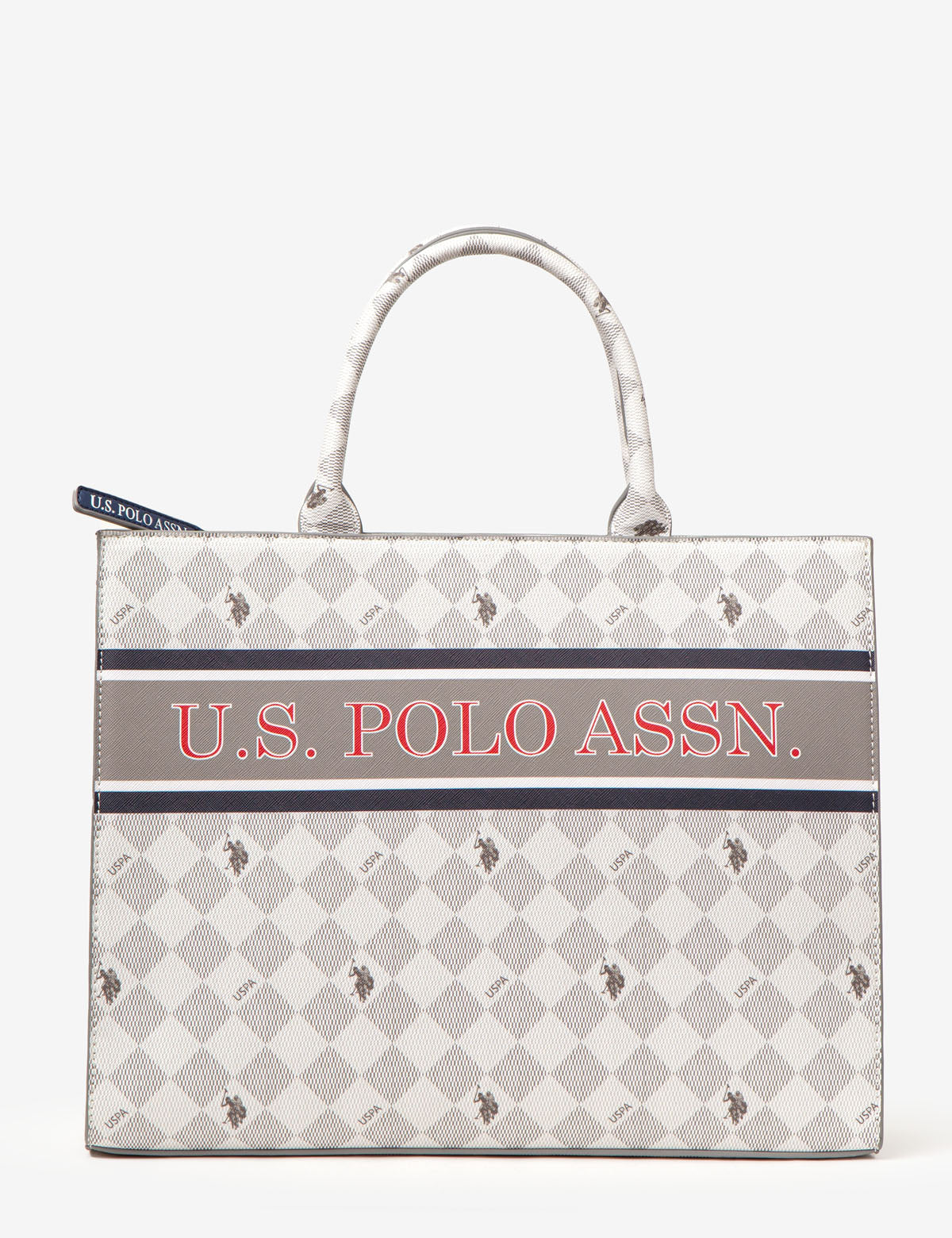 Stylish Diamond Stripe Book Tote with Crossbody Strap | 14.75" Wide