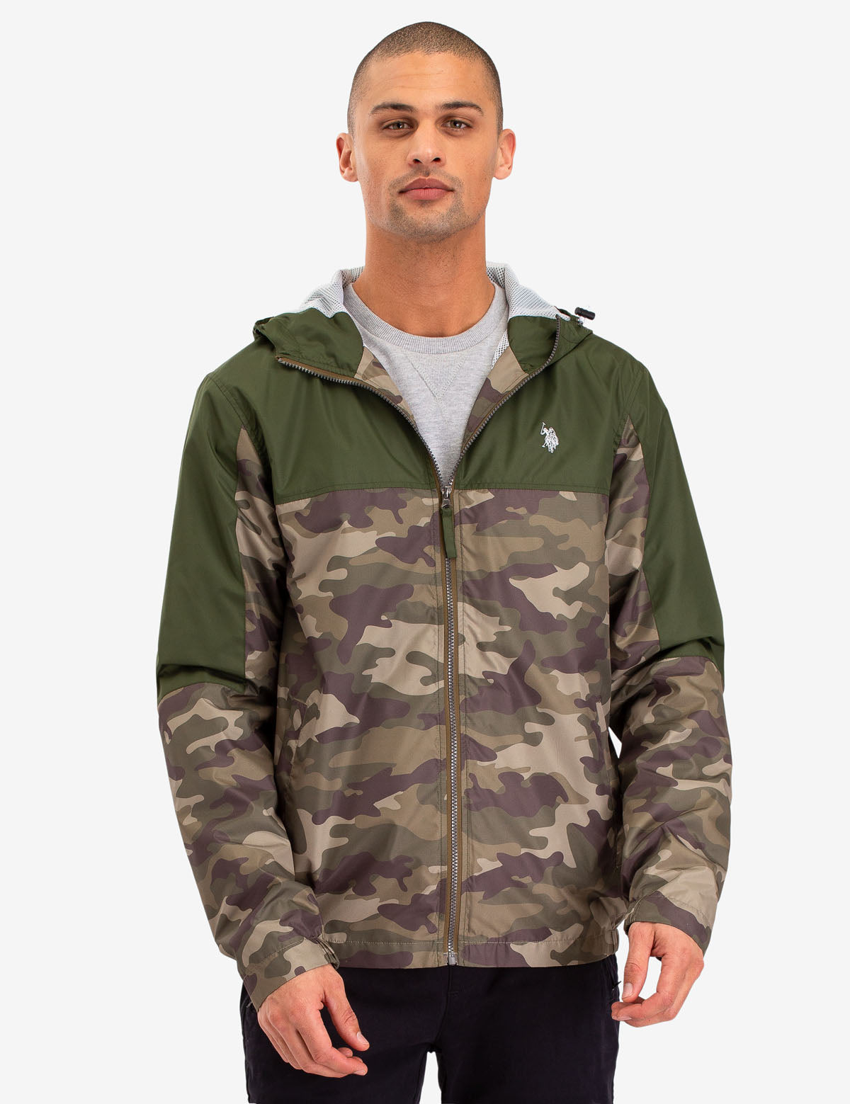 Digital Camo Windbreaker Jacket with Hood & Mesh Lining | Waterproof