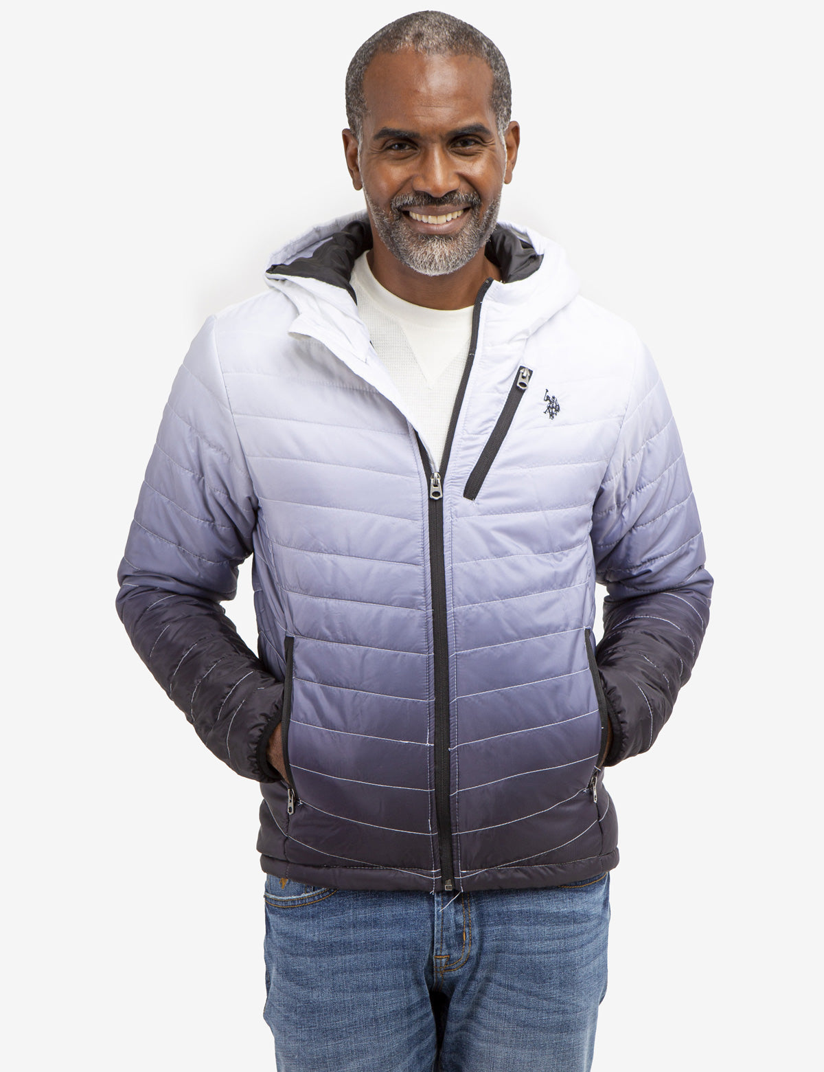 Dip Dye Chevron Puffer Jacket for Women | Waterproof Winter Coat