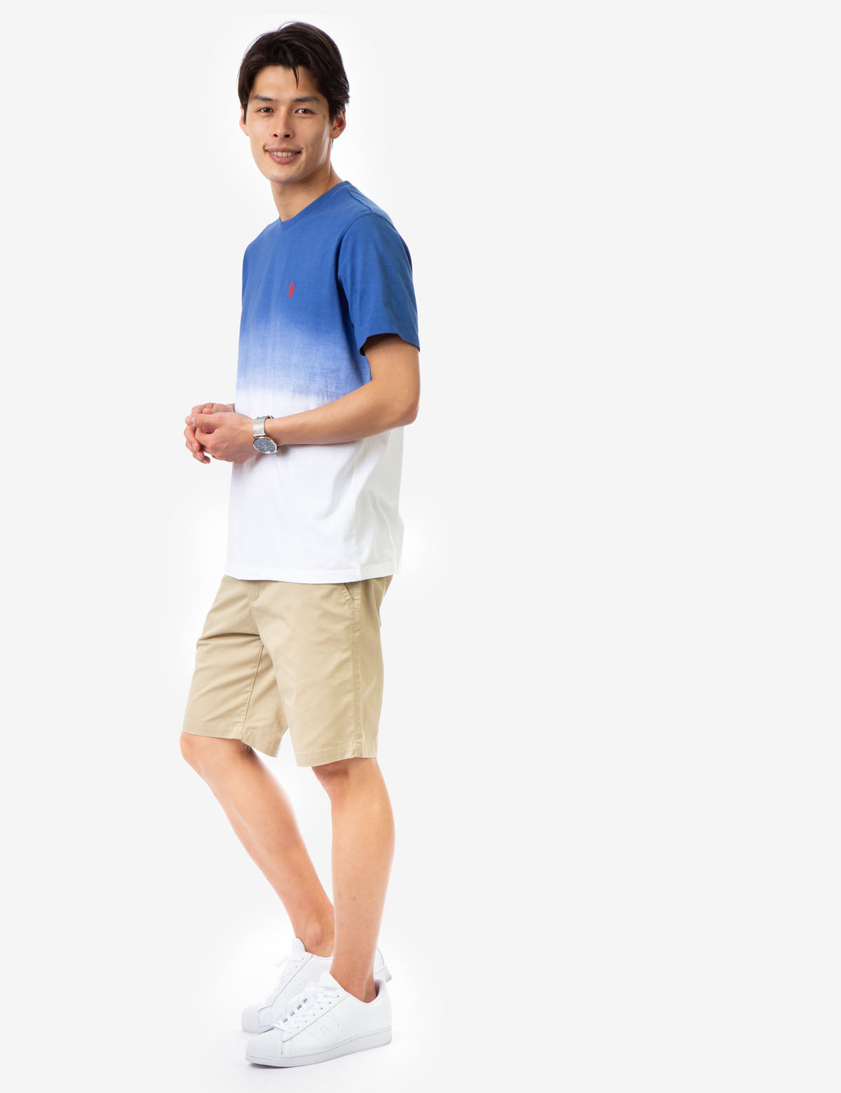 Dip Dye Crew Neck T-Shirt with Embroidered Logo | Classic Fit