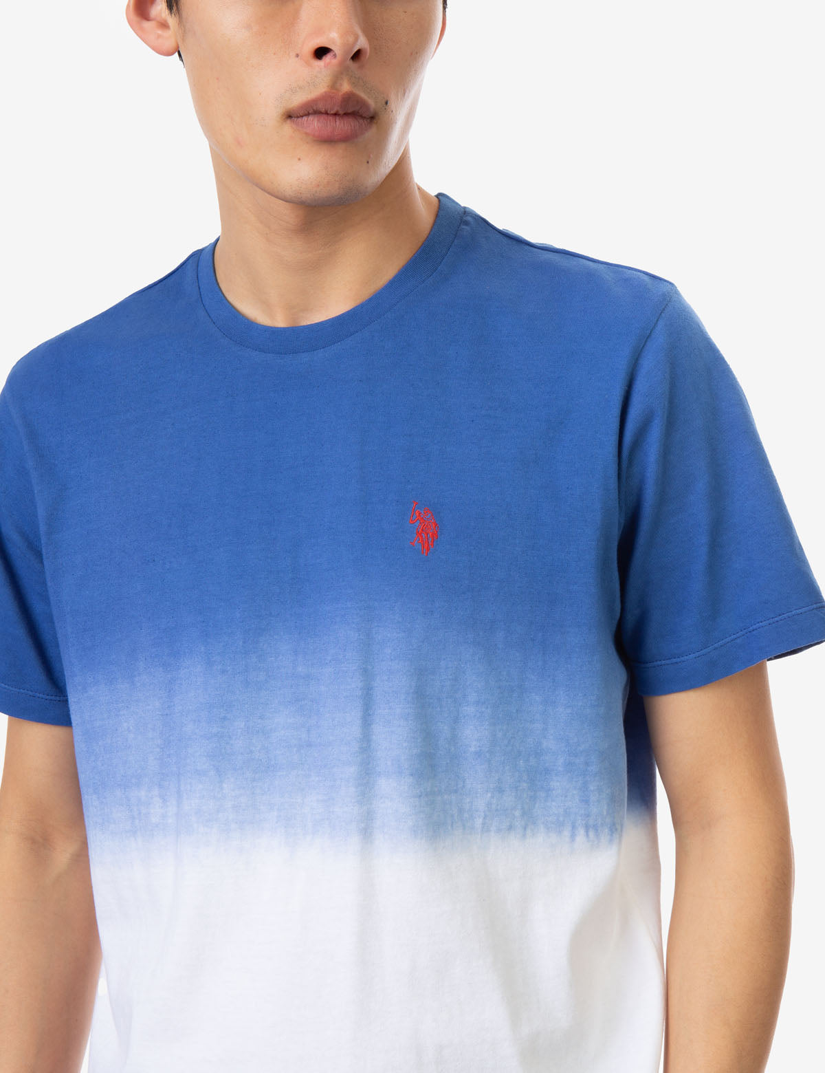Dip Dye Crew Neck T-Shirt with Embroidered Logo | Classic Fit