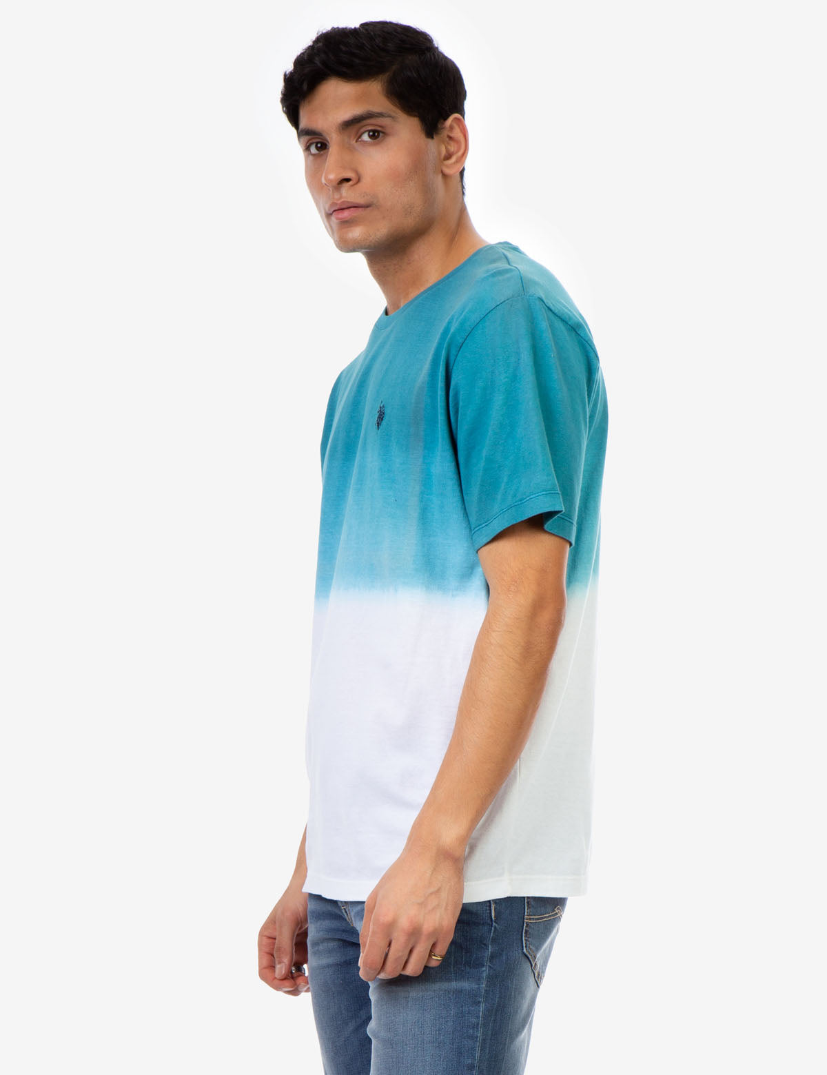 Dip Dye Crew Neck T-Shirt with Embroidered Logo | Classic Fit