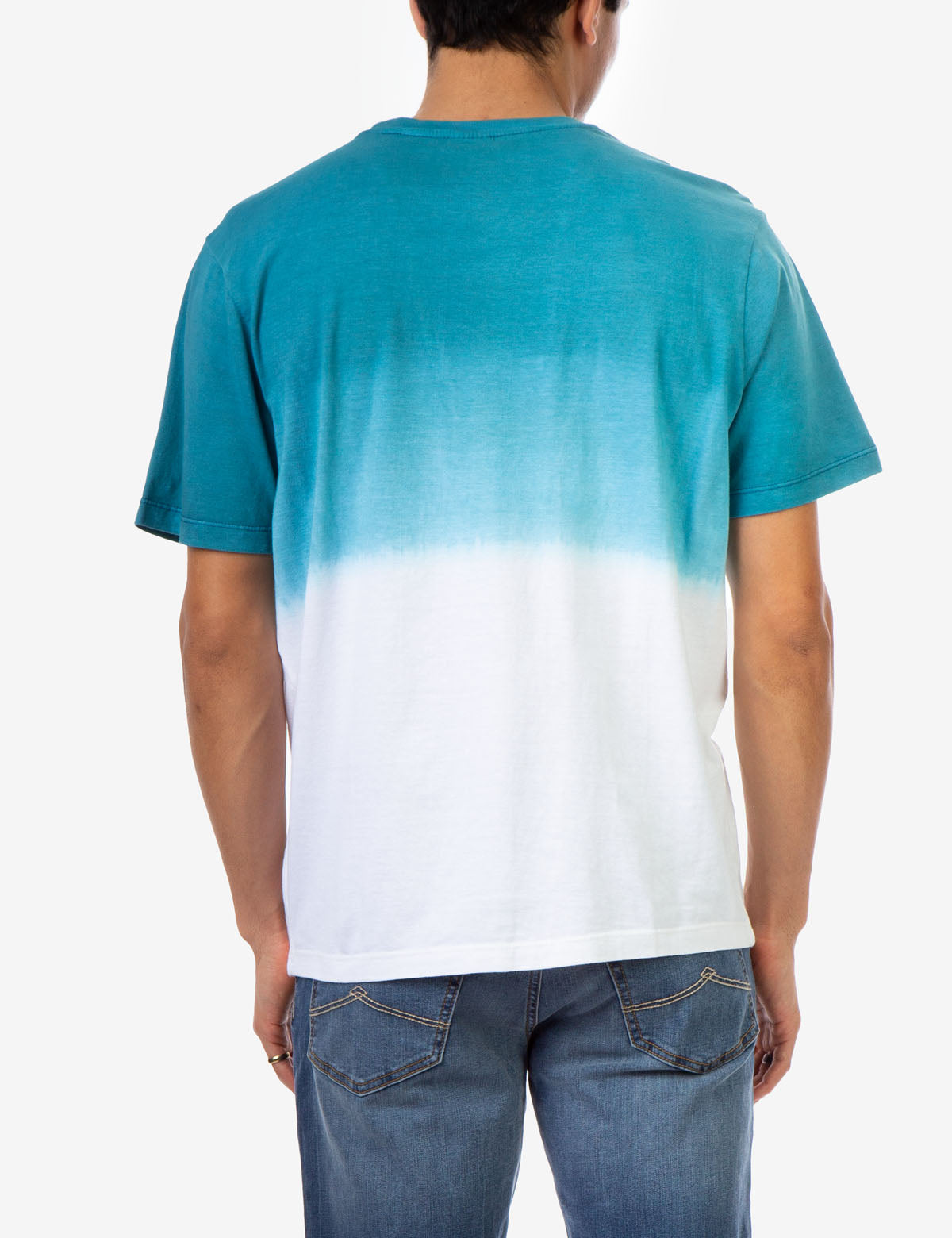 Dip Dye Crew Neck T-Shirt with Embroidered Logo | Classic Fit