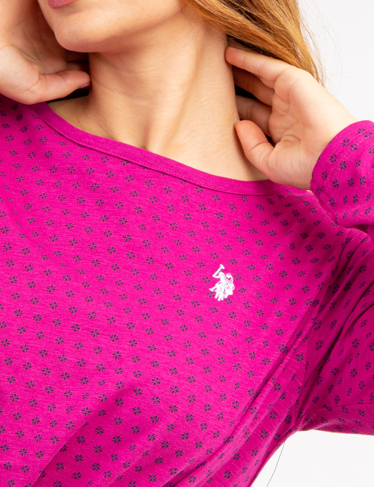 Long Sleeve Twist Front Top with Ditsy Print | Casual Women's Blouse