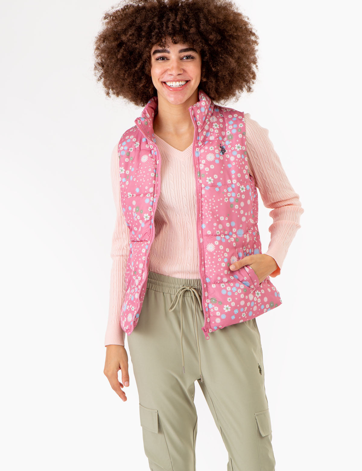 Women's Ditsy Print Puffer Vest | Lightweight & Stylish