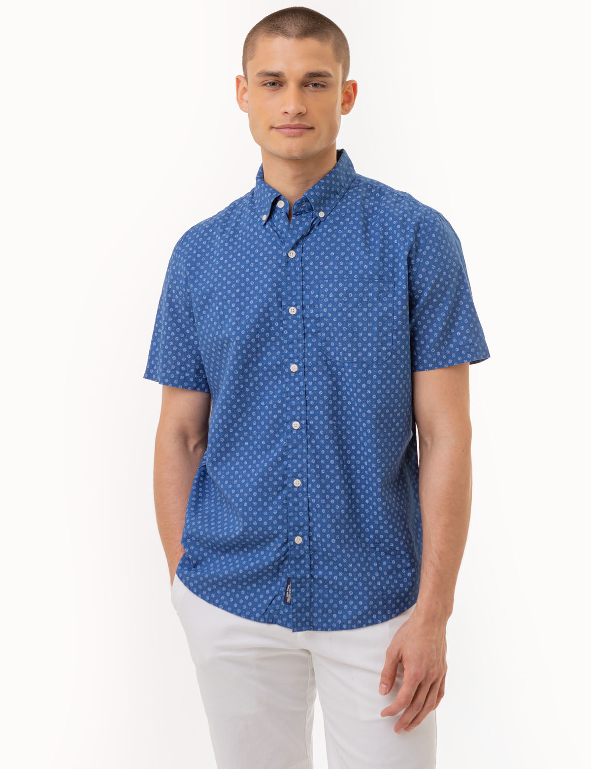Ditsy Print Short Sleeve Woven Shirt for Women | Casual Summer Top
