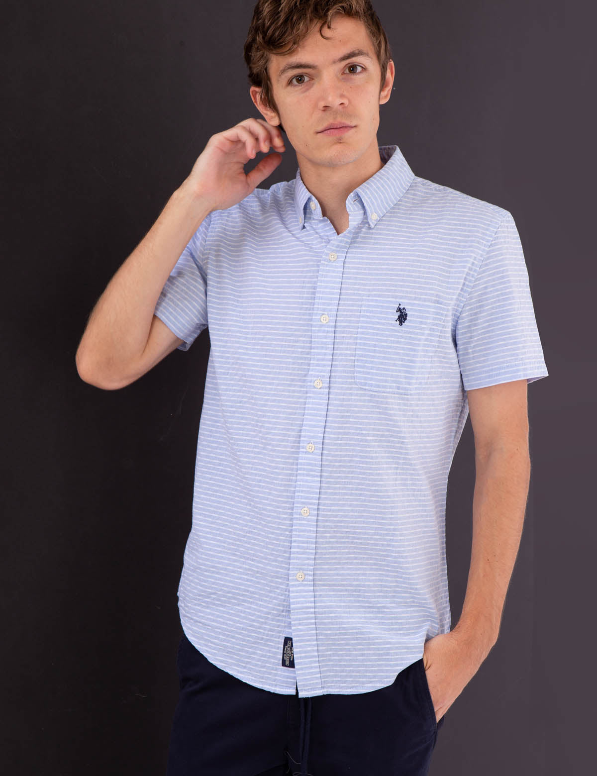 Men's Horizontal Stripe Dobby Shirt | Dobby