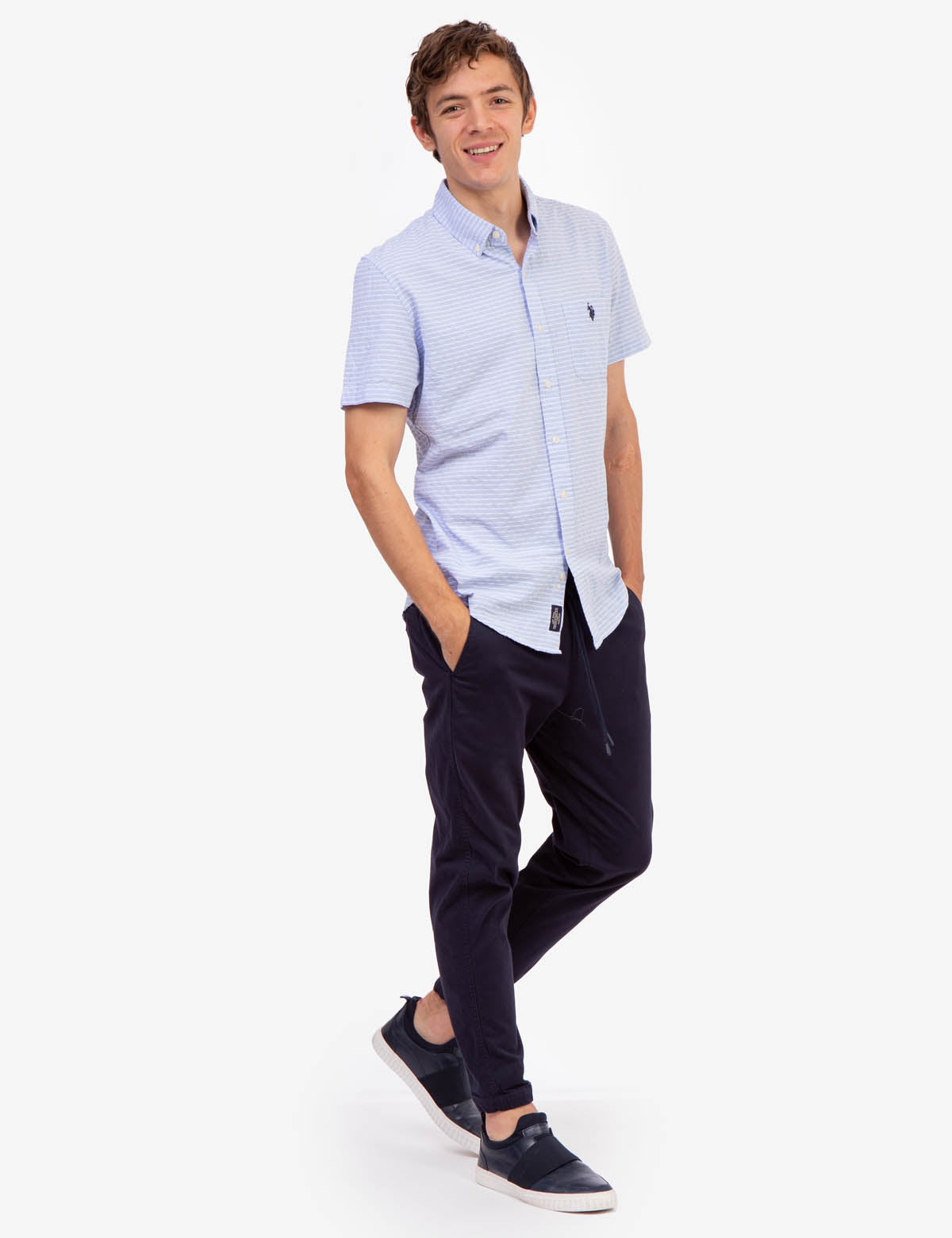 Men's Horizontal Stripe Dobby Shirt | Dobby