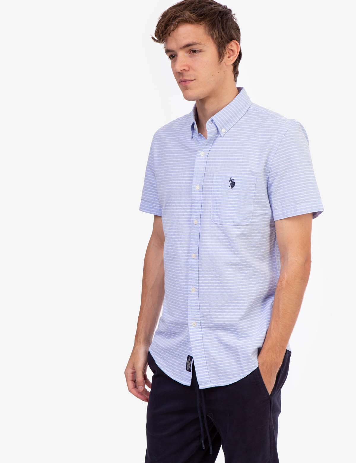 Men's Horizontal Stripe Dobby Shirt | Dobby