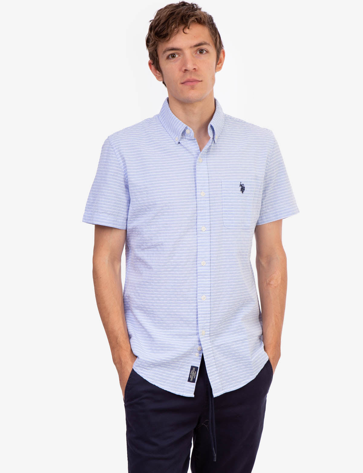 Men's Horizontal Stripe Dobby Shirt | Dobby