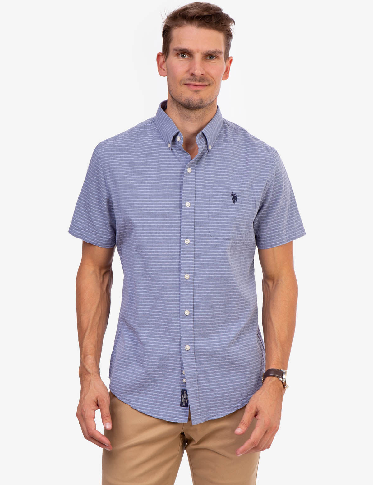 Men's Horizontal Stripe Dobby Shirt | Dobby