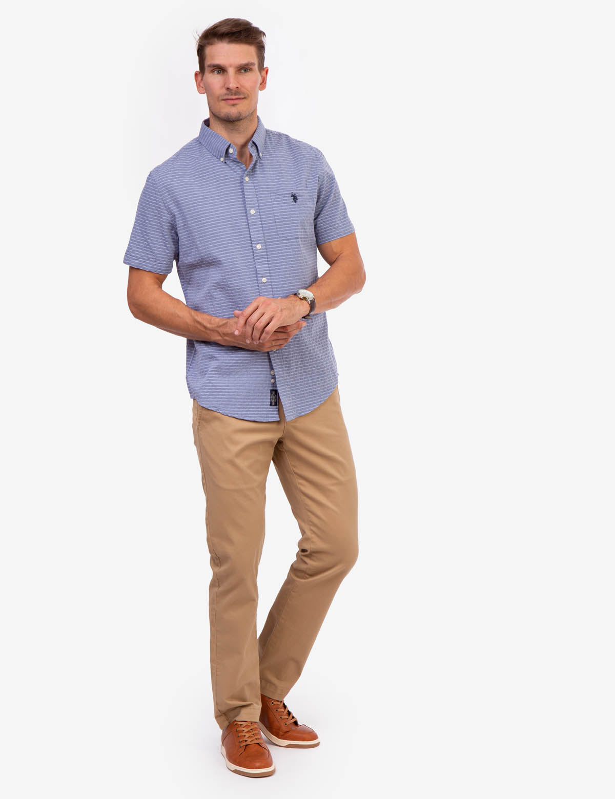 Men's Horizontal Stripe Dobby Shirt | Dobby