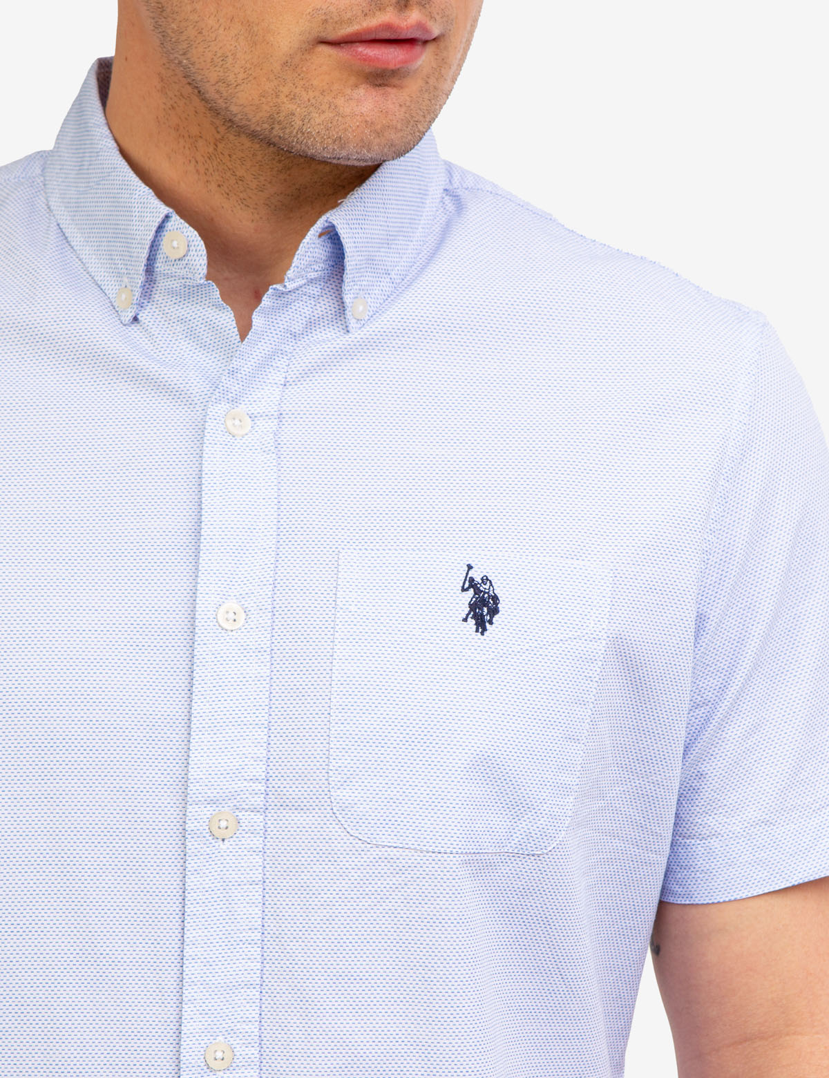 Men's Dobby Pattern Short Sleeve Shirt | U.S. Polo Assn.