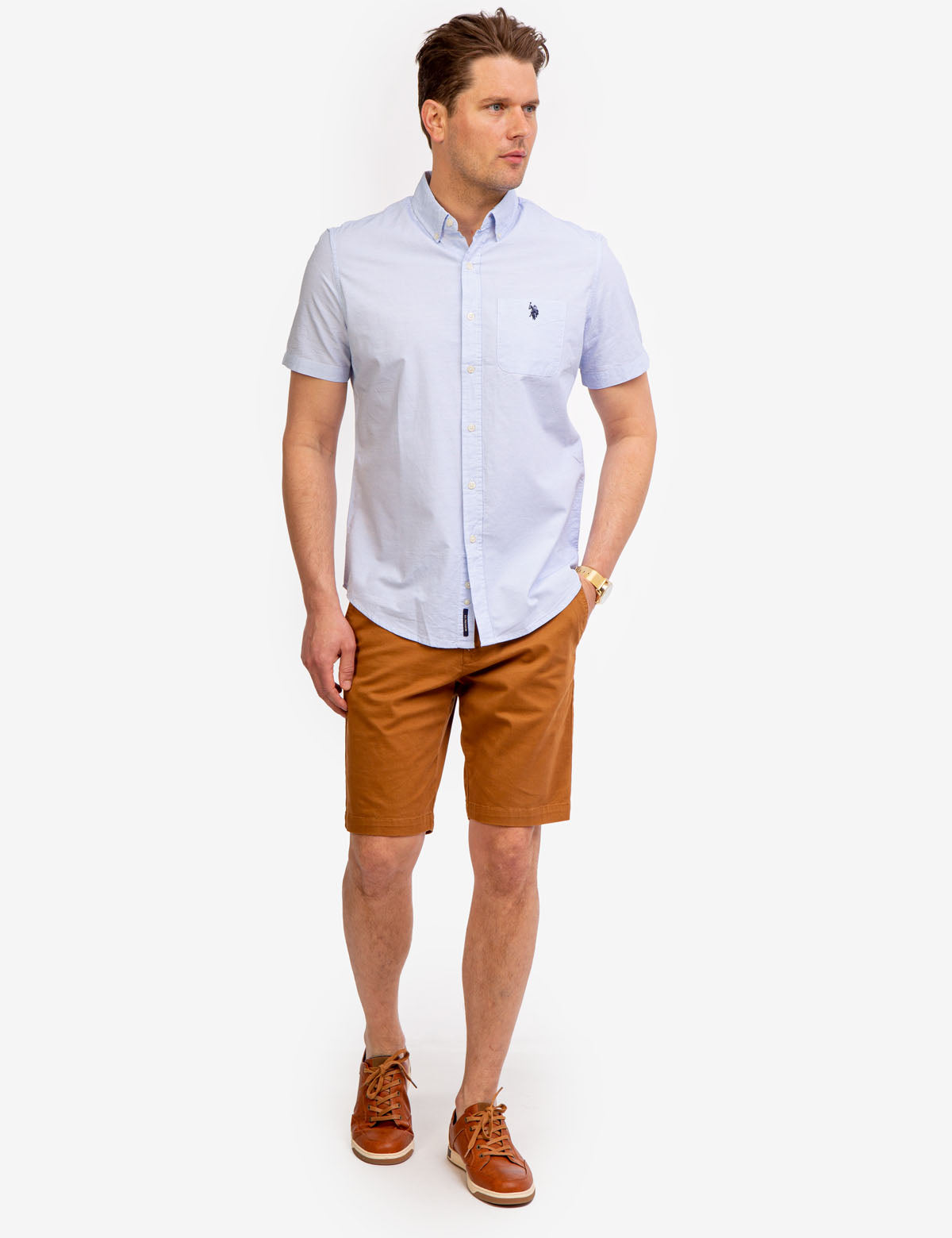 Men's Dobby Pattern Short Sleeve Shirt | U.S. Polo Assn.