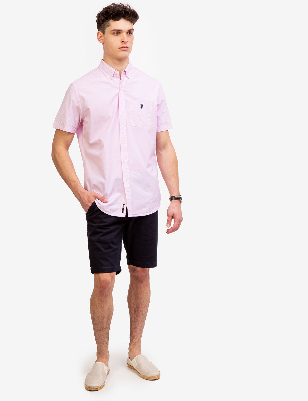 Men's Dobby Pattern Short Sleeve Shirt | U.S. Polo Assn.