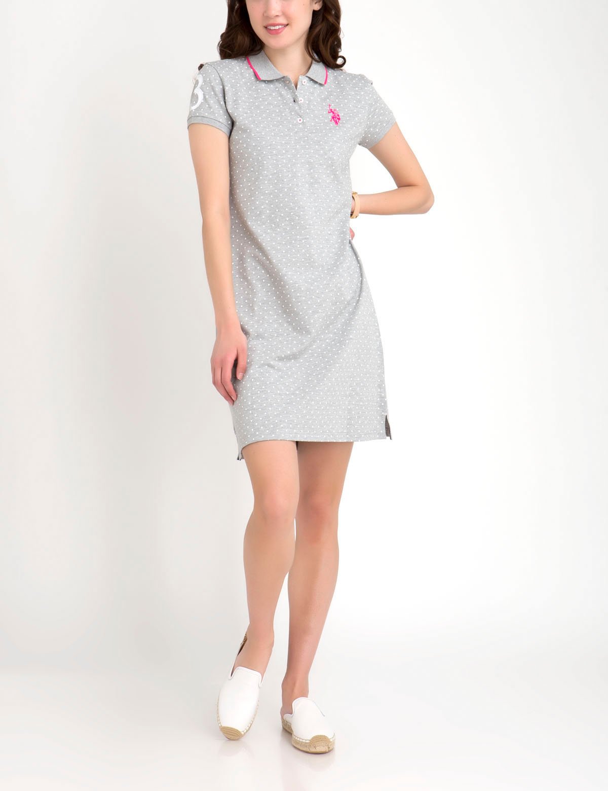 Polka Dot Polo Dress with Embroidered Logo | Cotton & Spandex