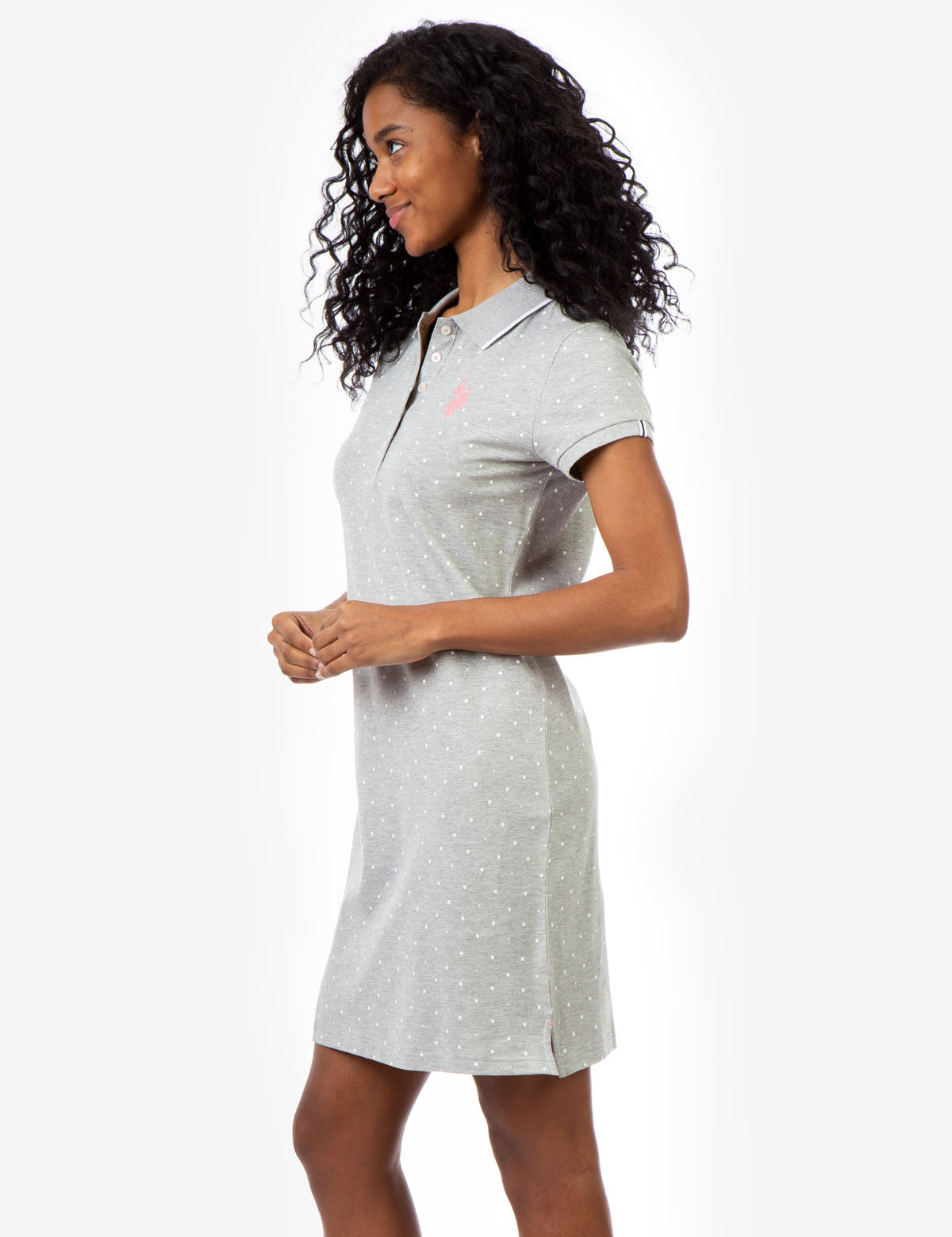 Polka Dot Polo Dress with Embroidered Logo | Cotton & Spandex