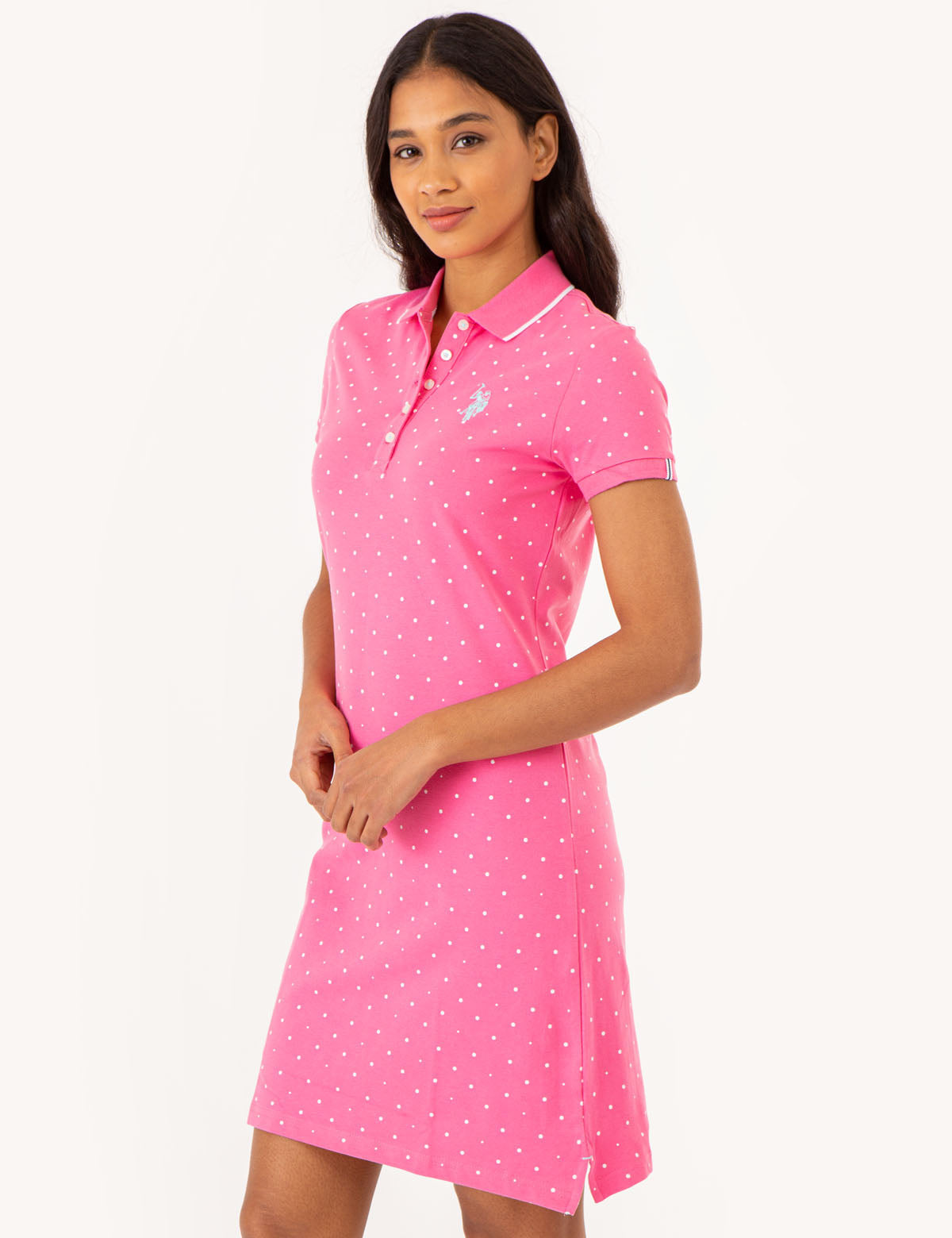 Polka Dot Polo Dress with Embroidered Logo | Cotton & Spandex