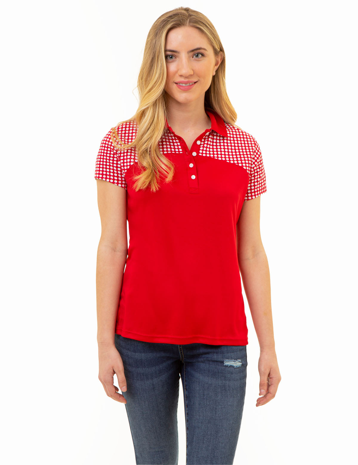 Dot Print Colorblock Polo Shirt for Men | Casual Stylish Top