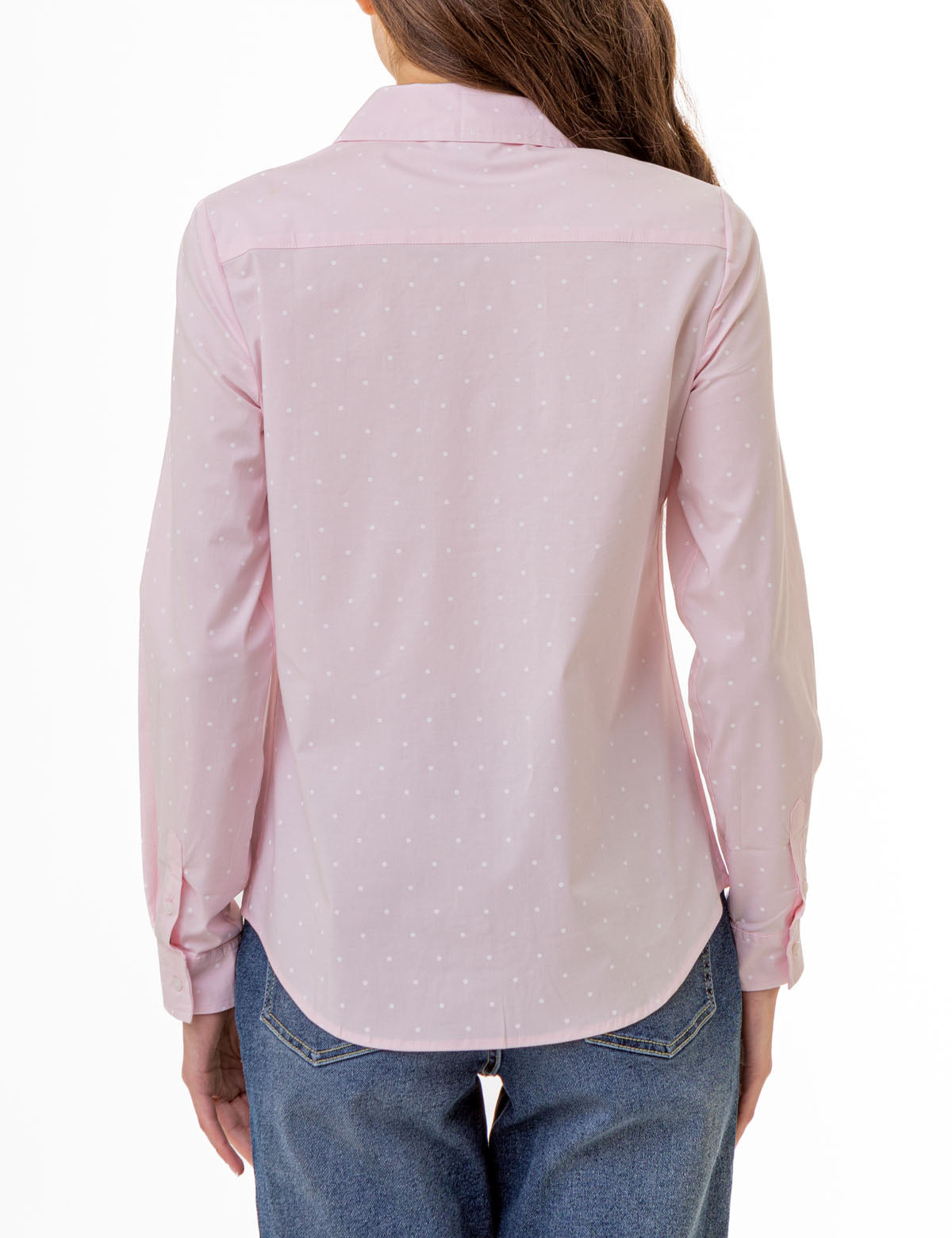 Dot Print Long Sleeve Shirt | Classic Poplin with Chest Pocket