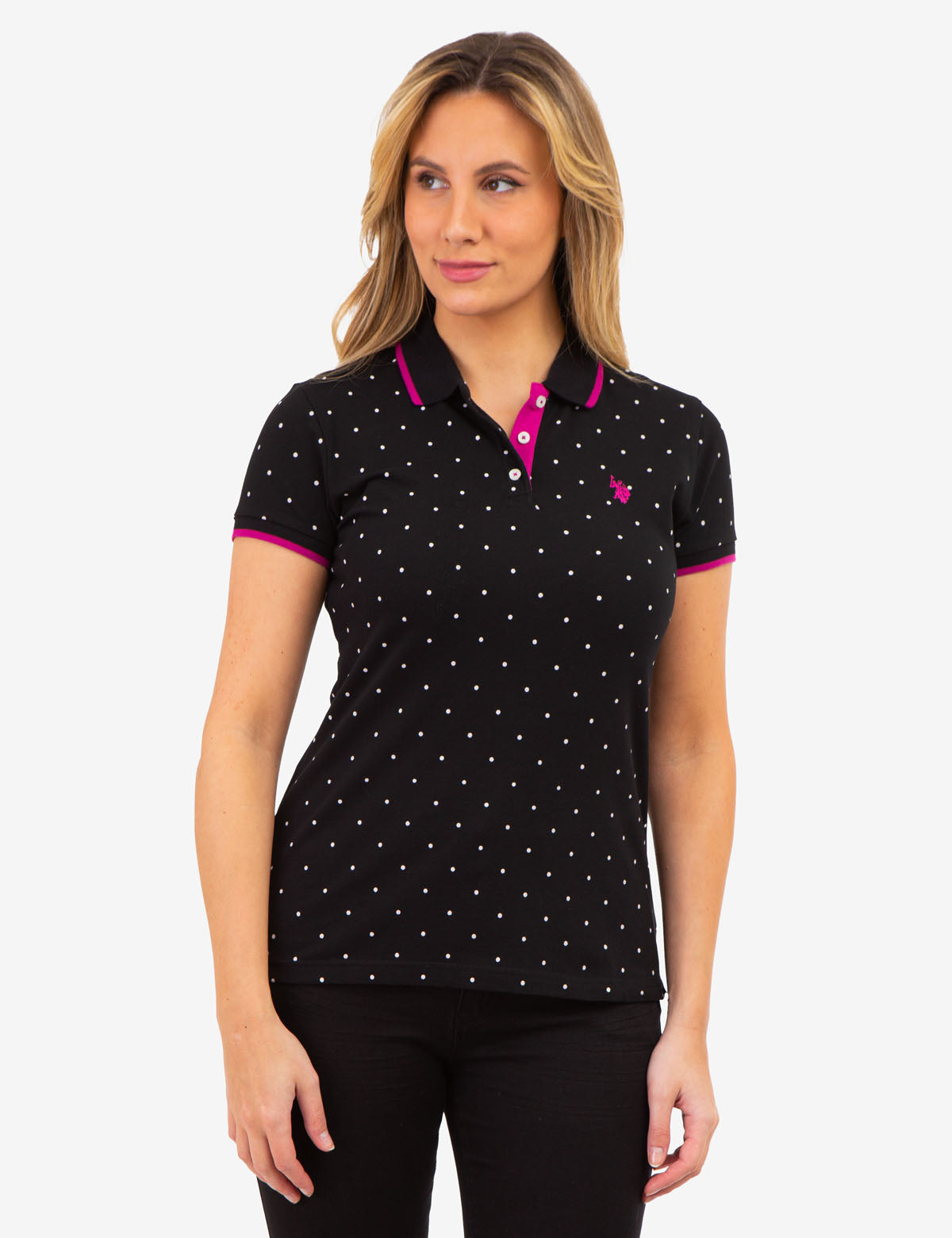 Dot Print Pique Polo Shirt for Men | Slim Fit with Ribbed Collar