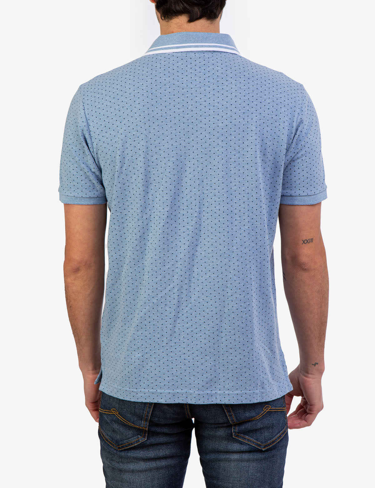 Dot Print Polo Shirt with Vented Sides & Embroidered Logo