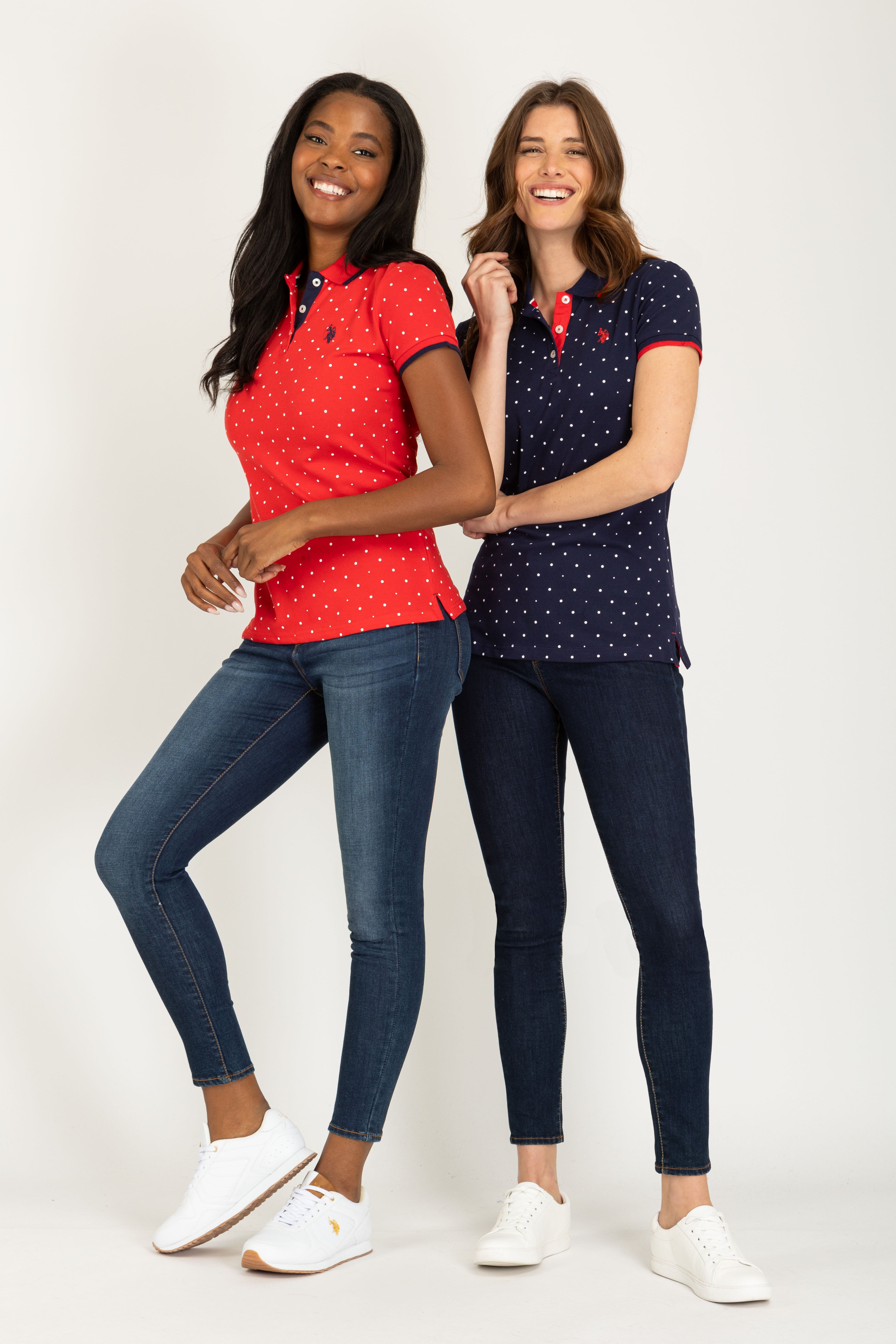 Dot Print Polo Shirt with Vented Sides & Embroidered Logo