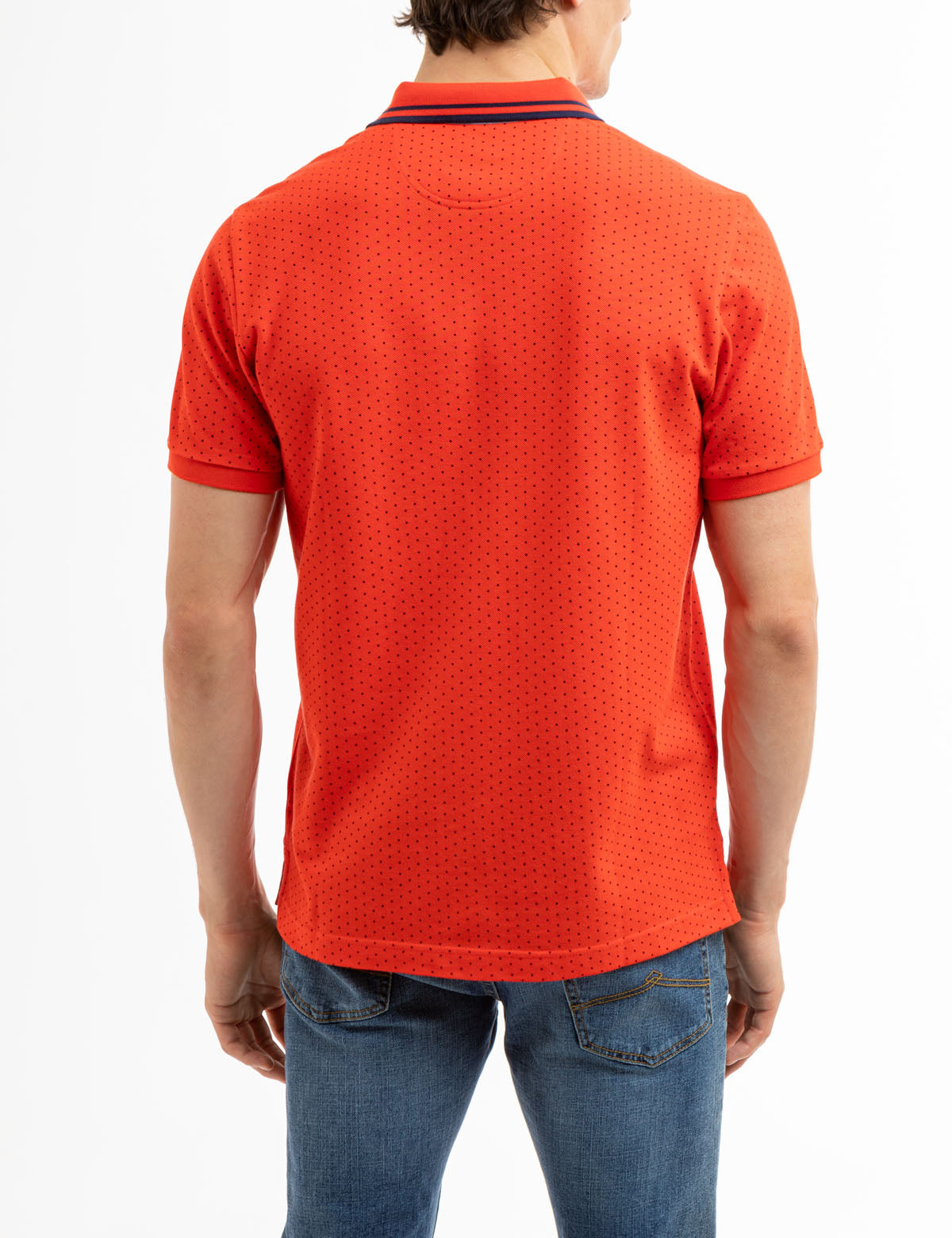 Dot Print Polo Shirt with Vented Sides & Embroidered Logo