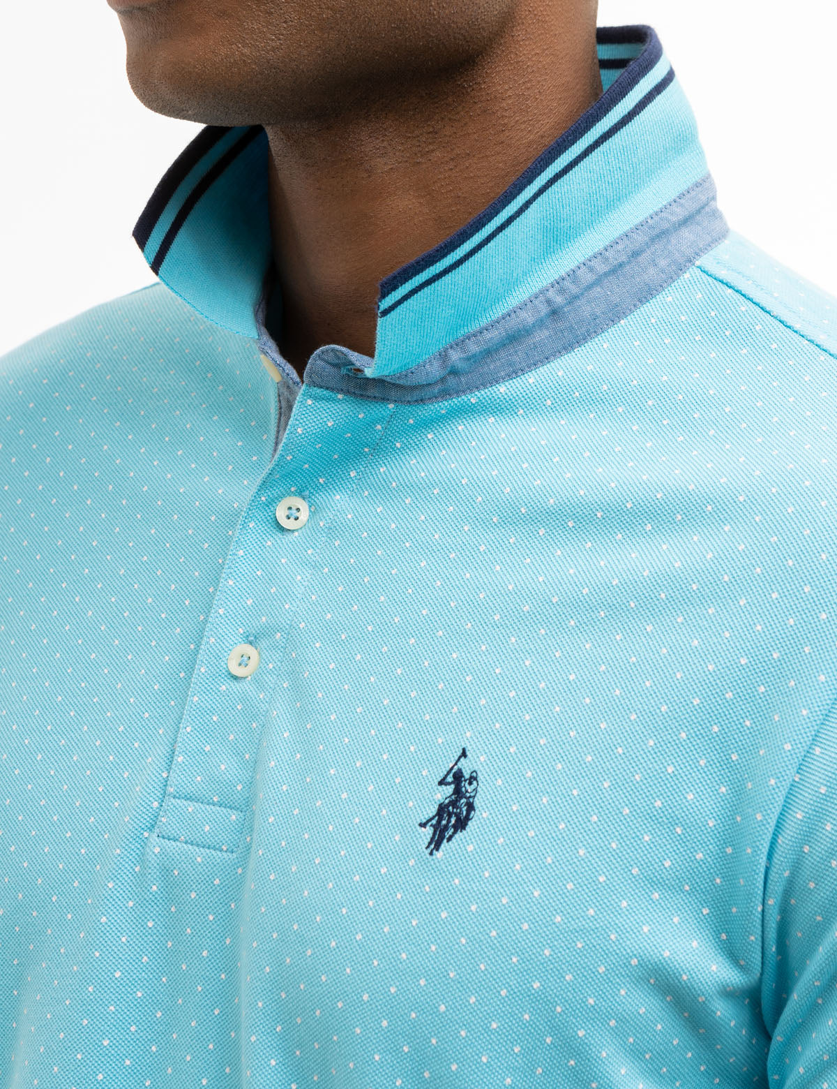 Dot Print Polo Shirt with Vented Sides & Embroidered Logo