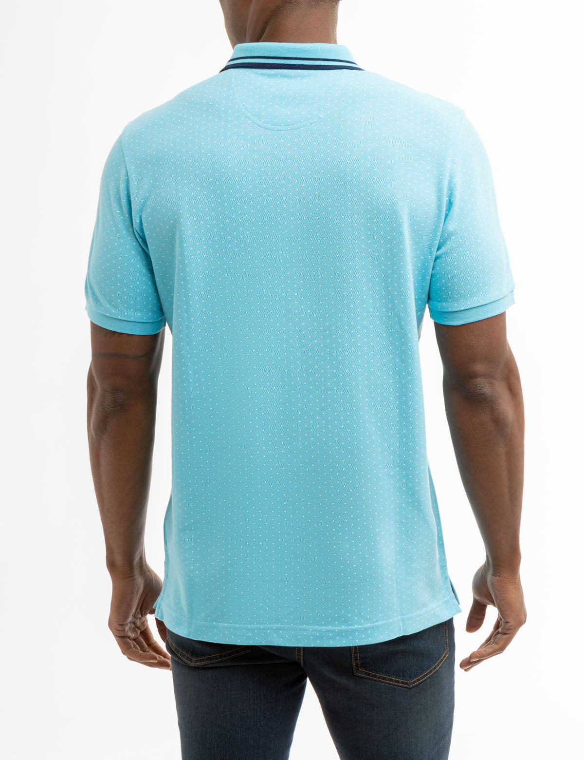 Dot Print Polo Shirt with Vented Sides & Embroidered Logo