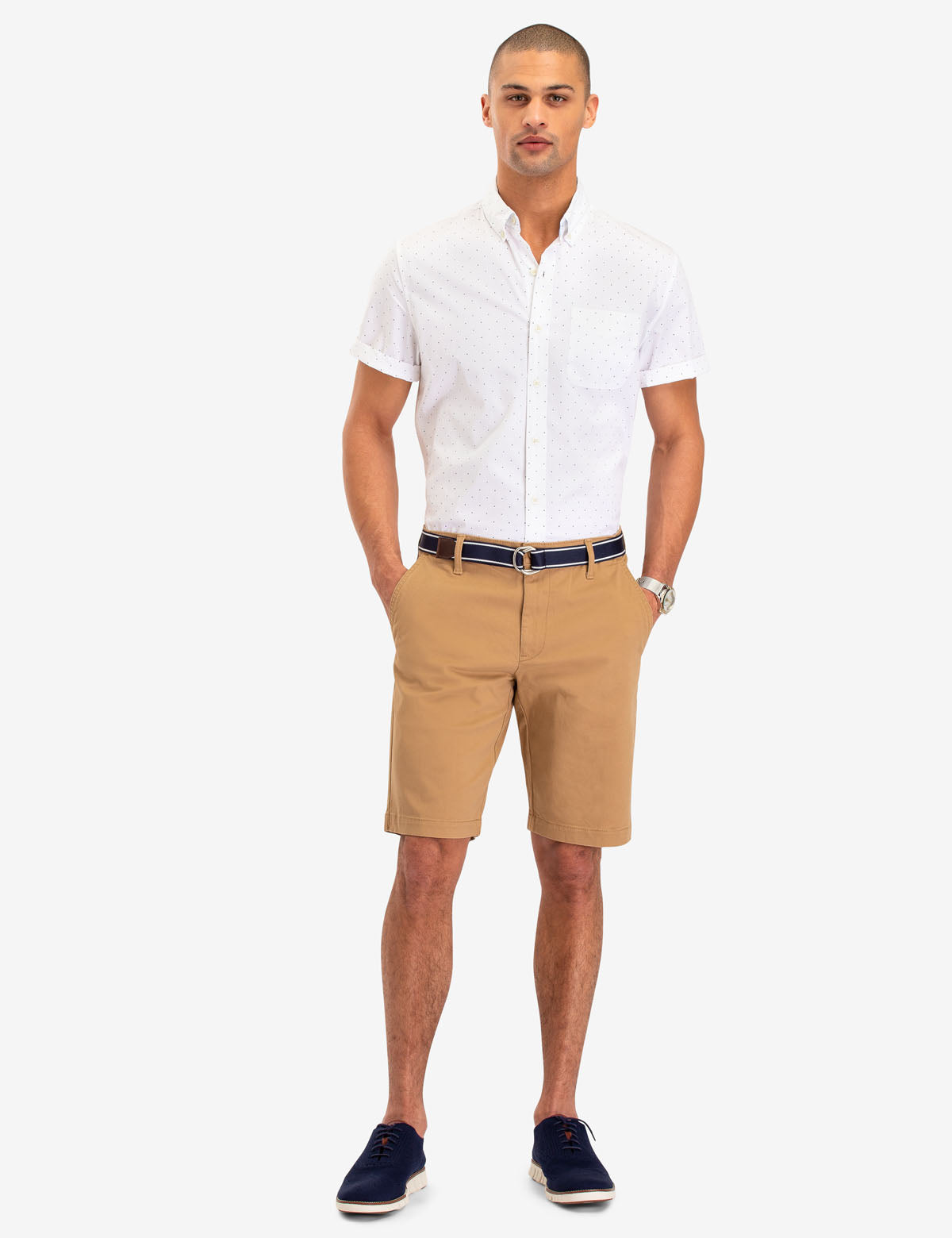 Dot Print Cotton Short Sleeve Shirt with Front Pocket | Casual Wear