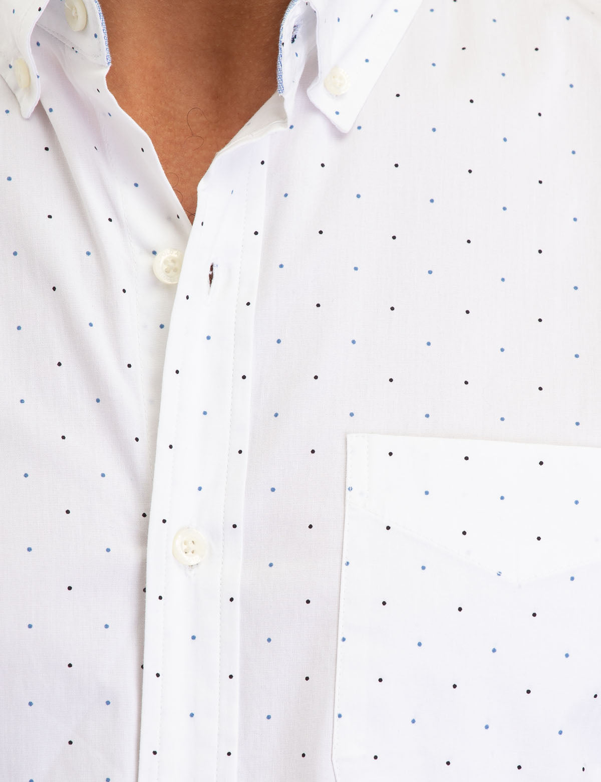 Dot Print Cotton Short Sleeve Shirt with Front Pocket | Casual Wear