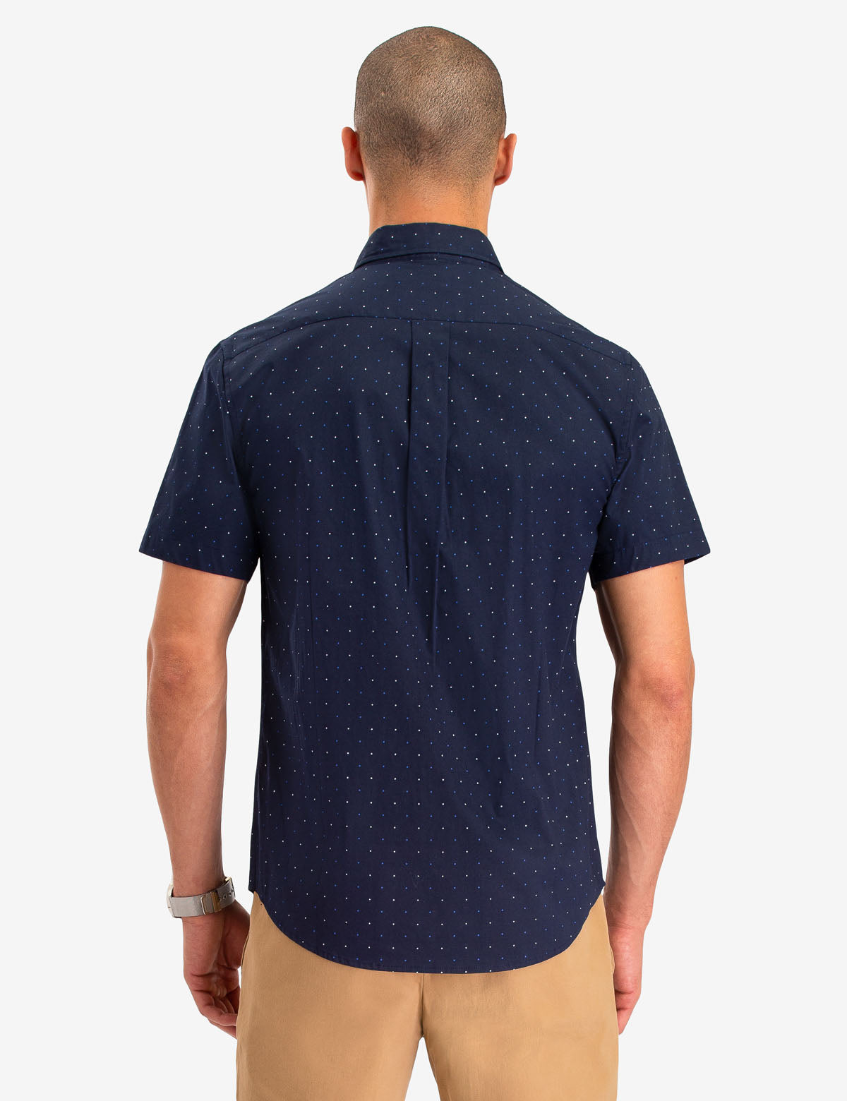 Dot Print Cotton Short Sleeve Shirt with Front Pocket | Casual Wear