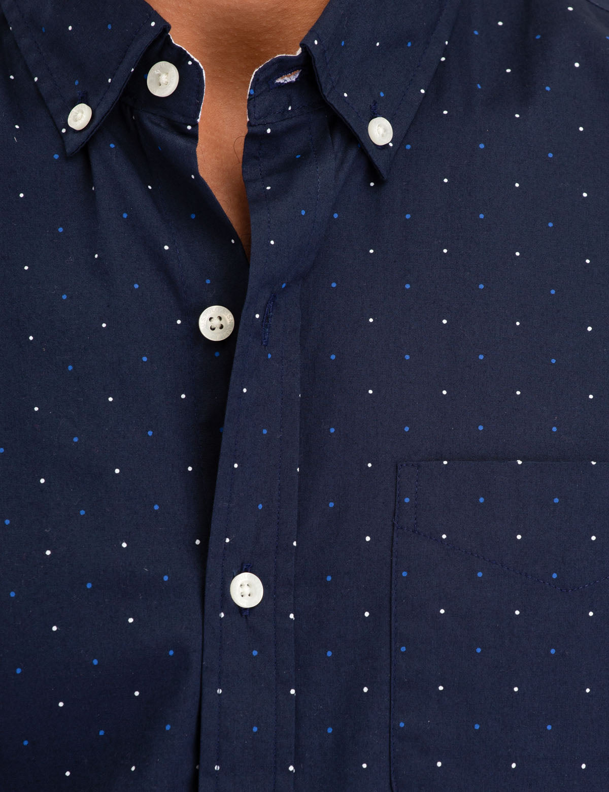 Dot Print Cotton Short Sleeve Shirt with Front Pocket | Casual Wear