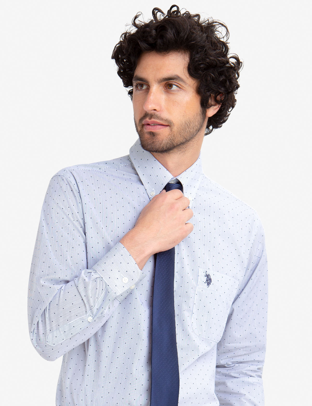 Dotted & Striped Dress Shirt - Button Up Front & Regular Fit