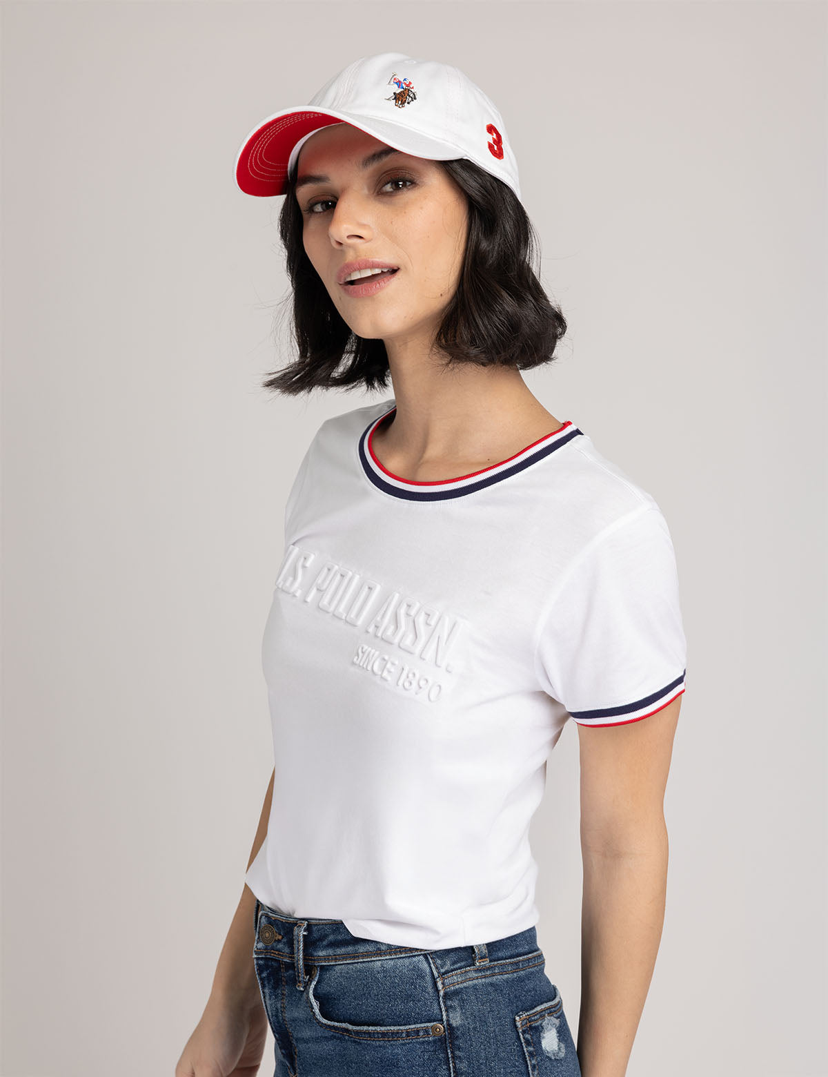 Embossed Signature Stripe Ringer T-Shirt for Men & Women