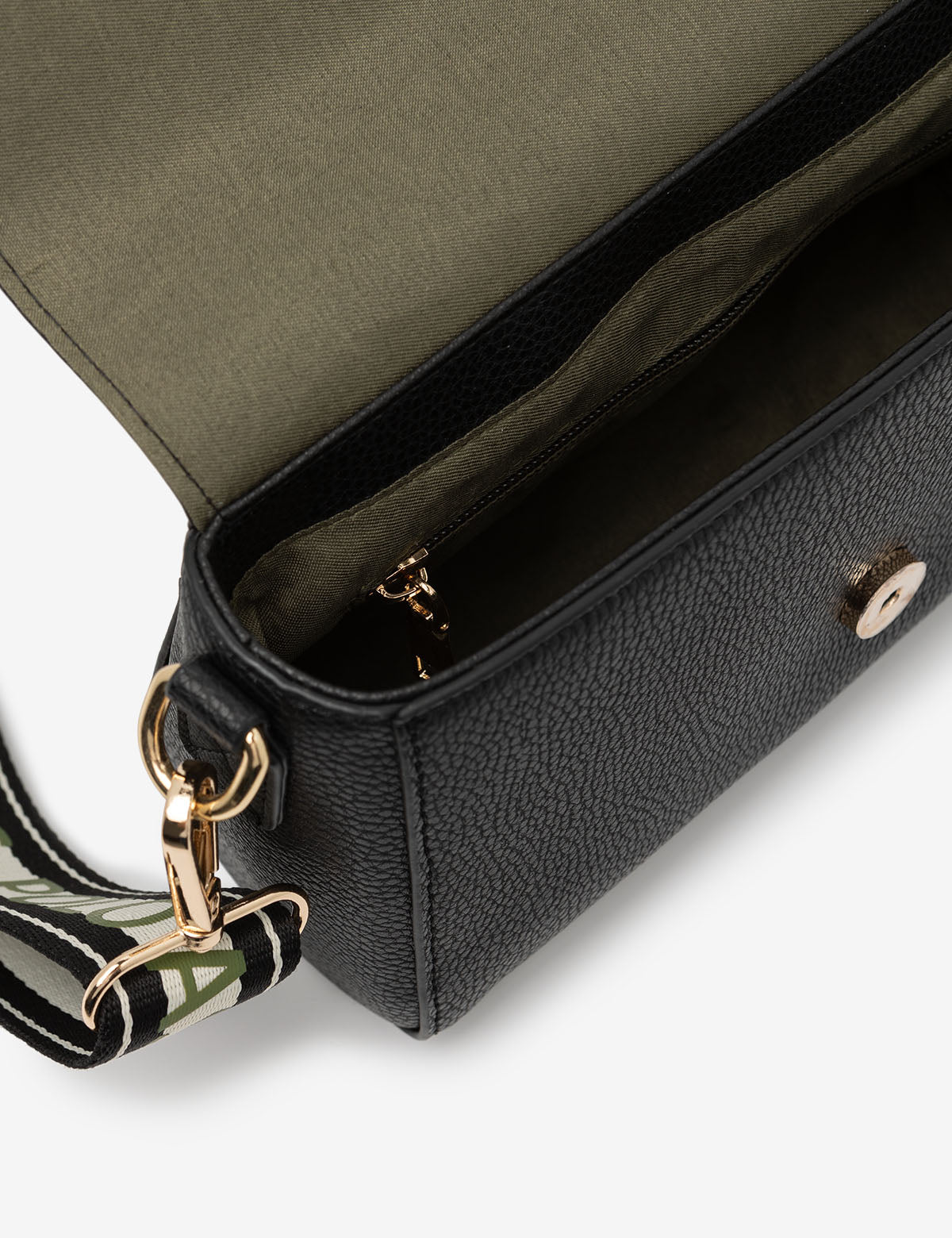 Luxury Enamel Crossbody Bag with Metal Logo & Adjustable Strap