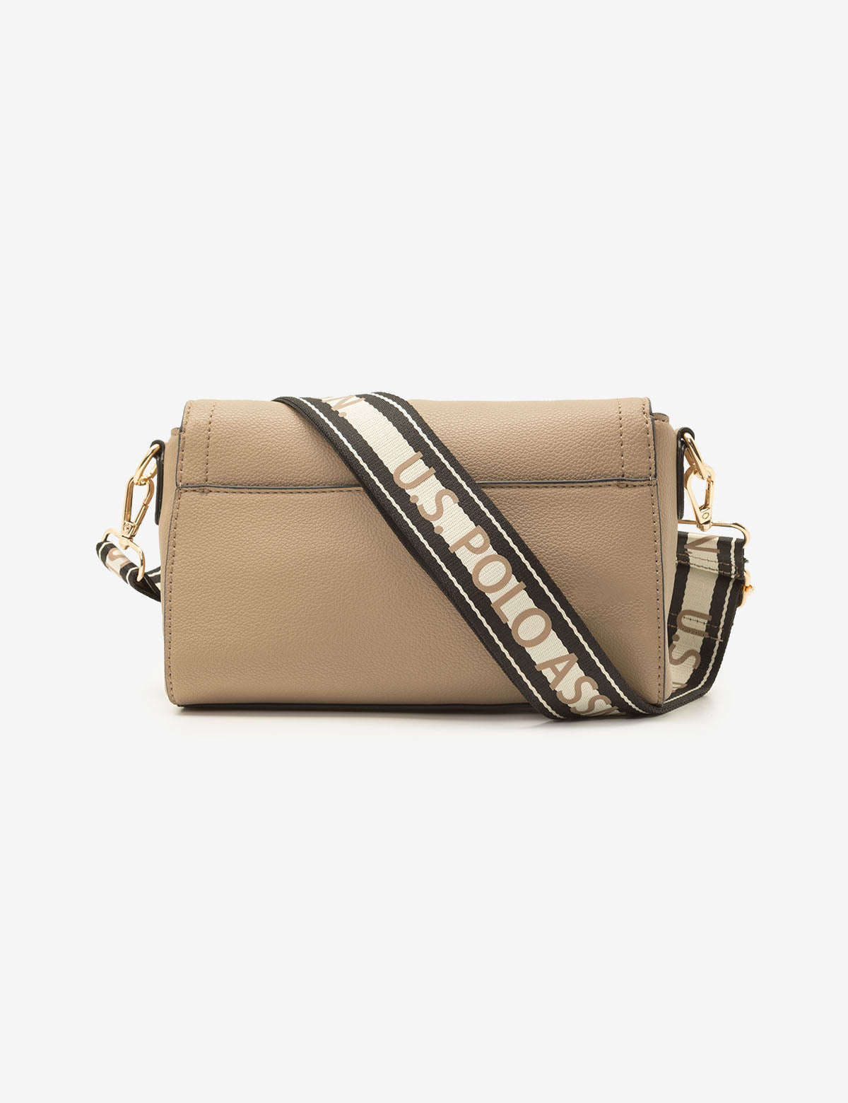 Luxury Enamel Crossbody Bag with Metal Logo & Adjustable Strap