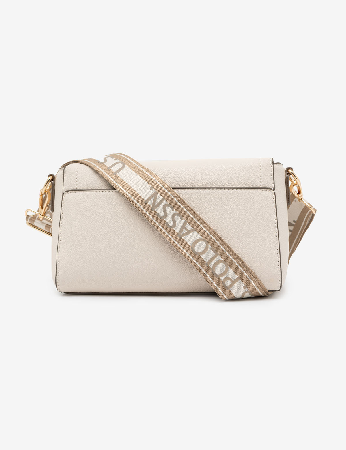 Luxury Enamel Crossbody Bag with Metal Logo & Adjustable Strap