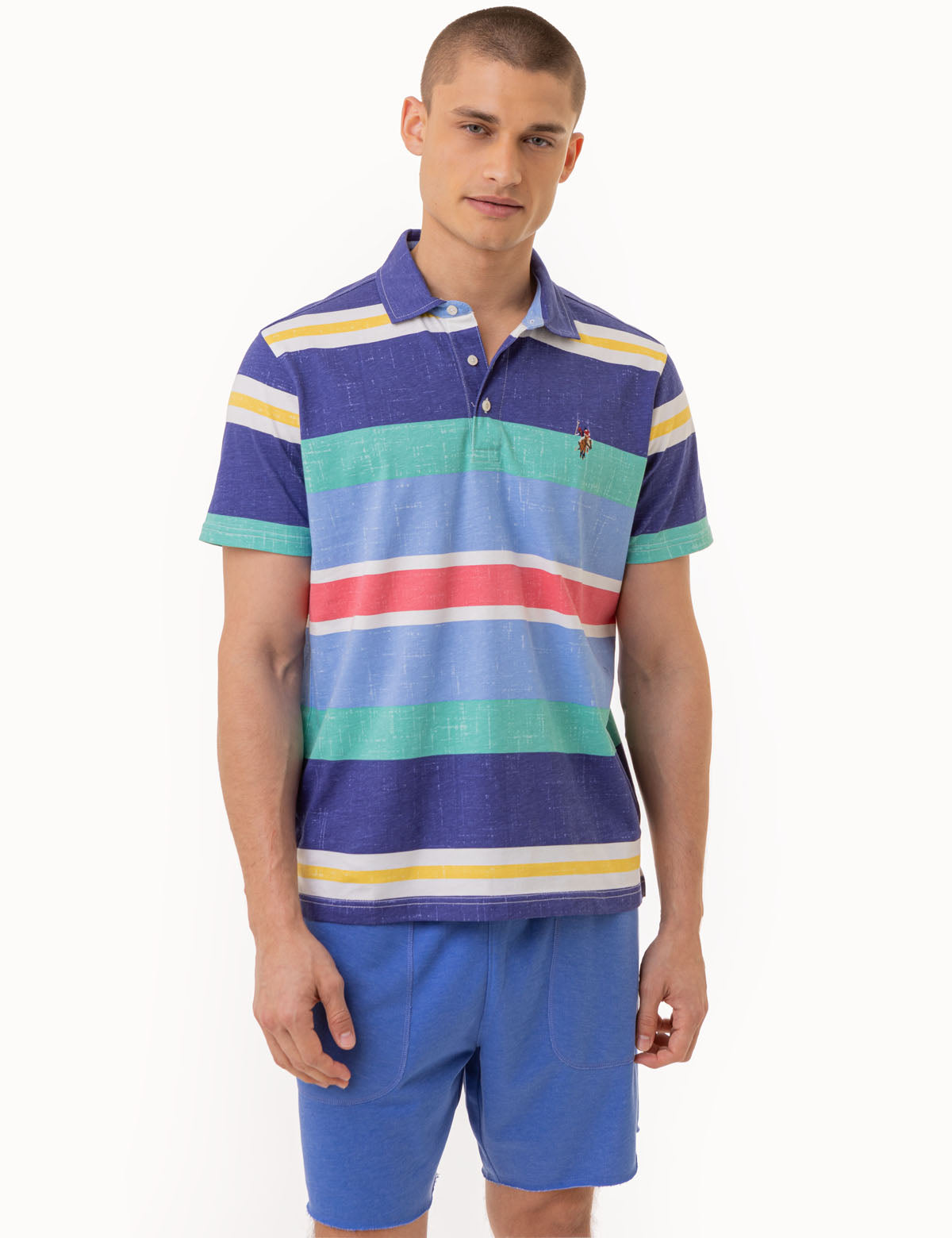 Multicolor Striped Polo Shirt with Embroidered Logo | 100% Cotton