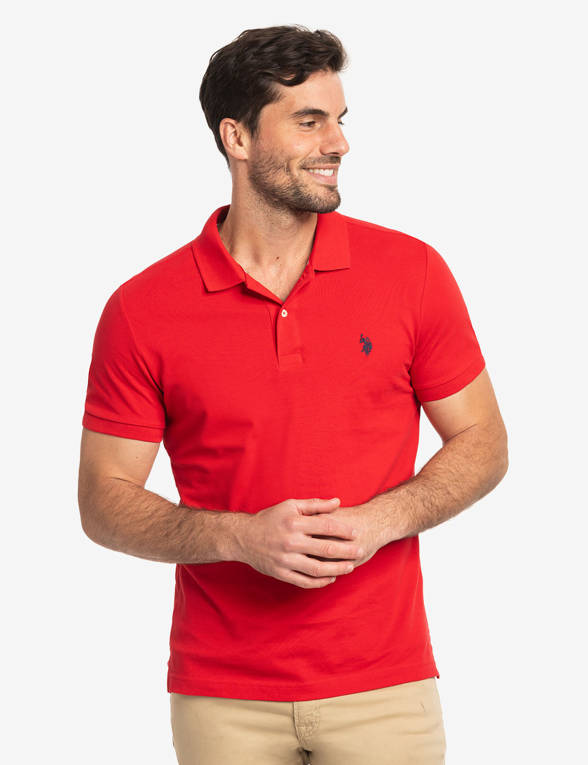 Slim Fit Cotton Polo Shirt with Classic Collar & Embroidered Logo