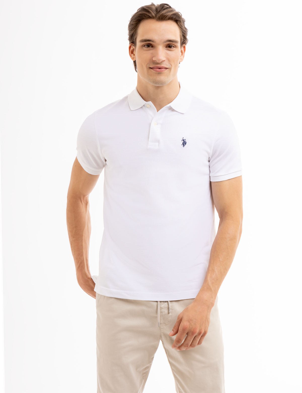 Slim Fit Cotton Polo Shirt with Classic Collar & Embroidered Logo