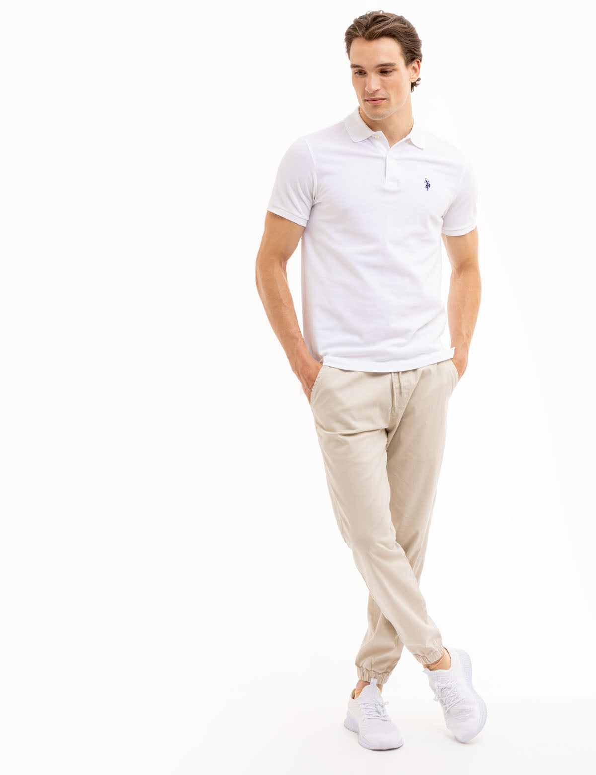 Slim Fit Cotton Polo Shirt with Classic Collar & Embroidered Logo