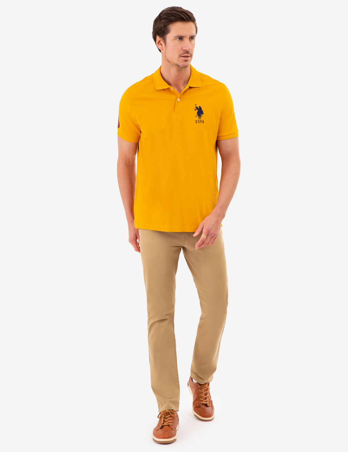 Classic Cotton Polo Shirt with Bold Logo & Side Vents | Big Logo Style