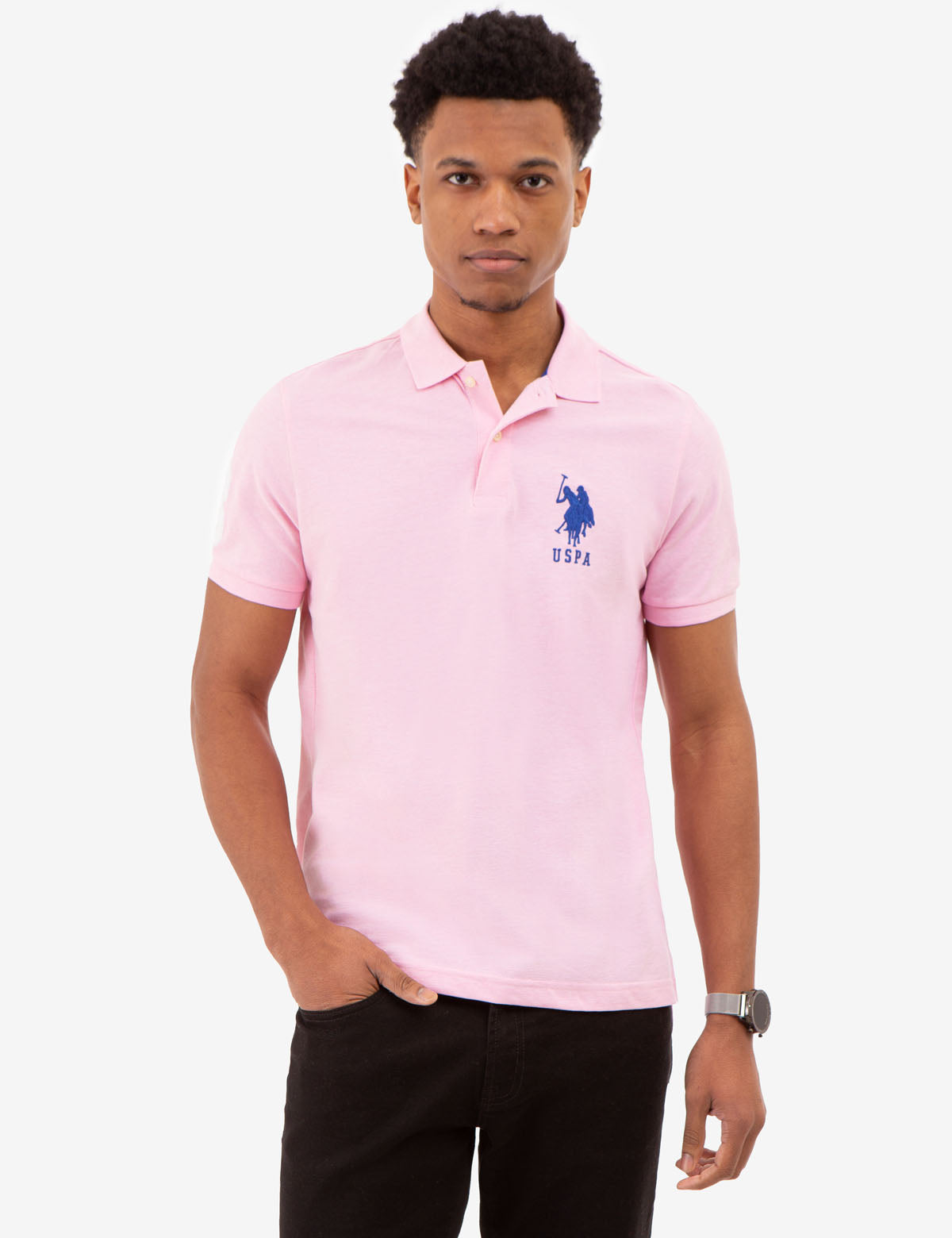 Classic Cotton Polo Shirt with Bold Logo & Side Vents | Big Logo Style